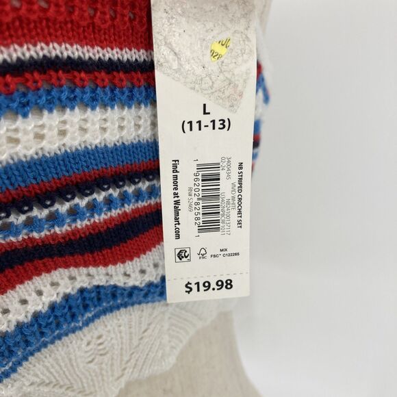 No Boundaries Crop Halter Top LARGE 11-13 Crochet Patriotic USA Red White Blue - Picture 5 of 8